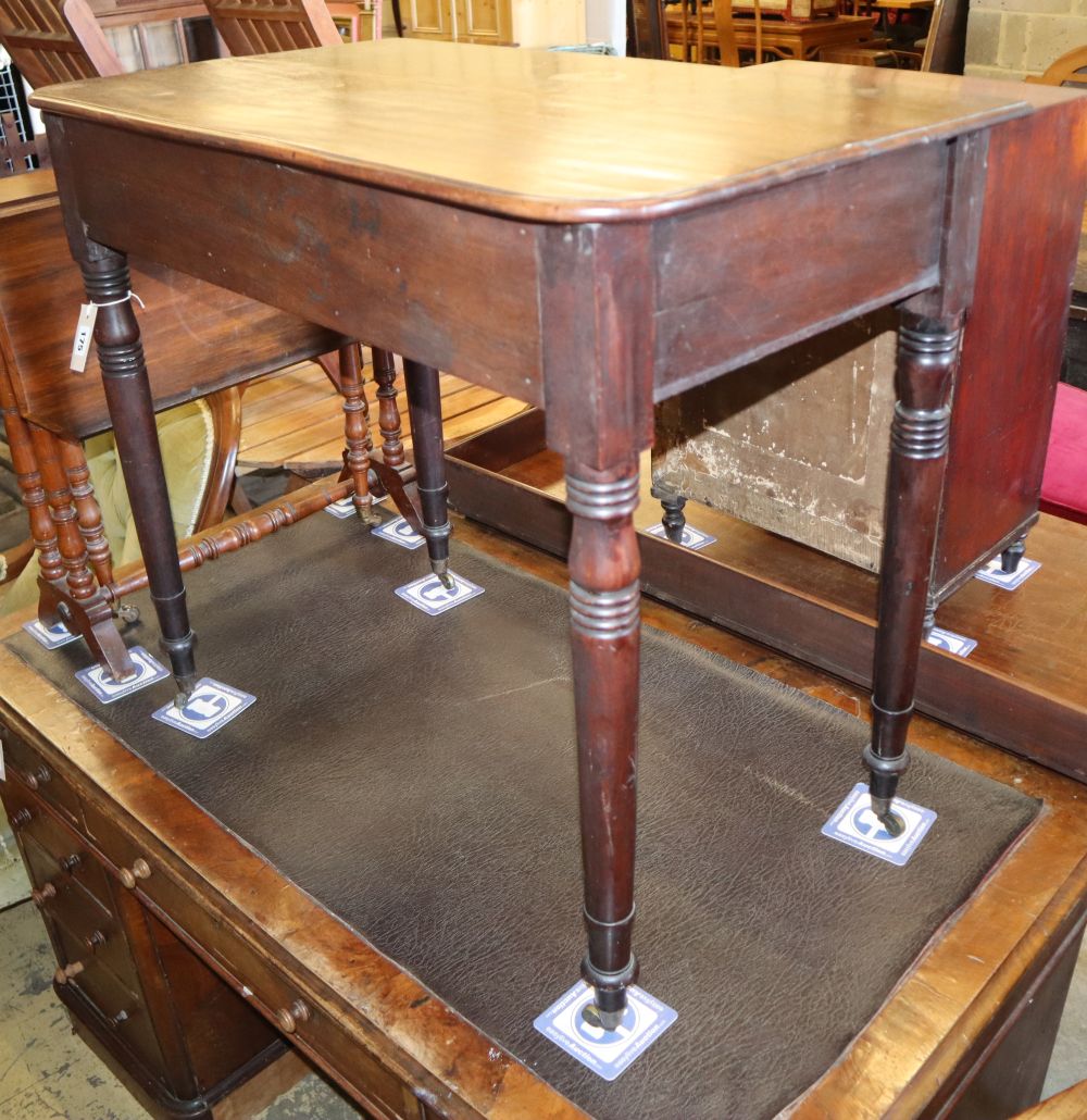 An early Victorian mahogany side table, W.83cm, D.48cm, H.73cm